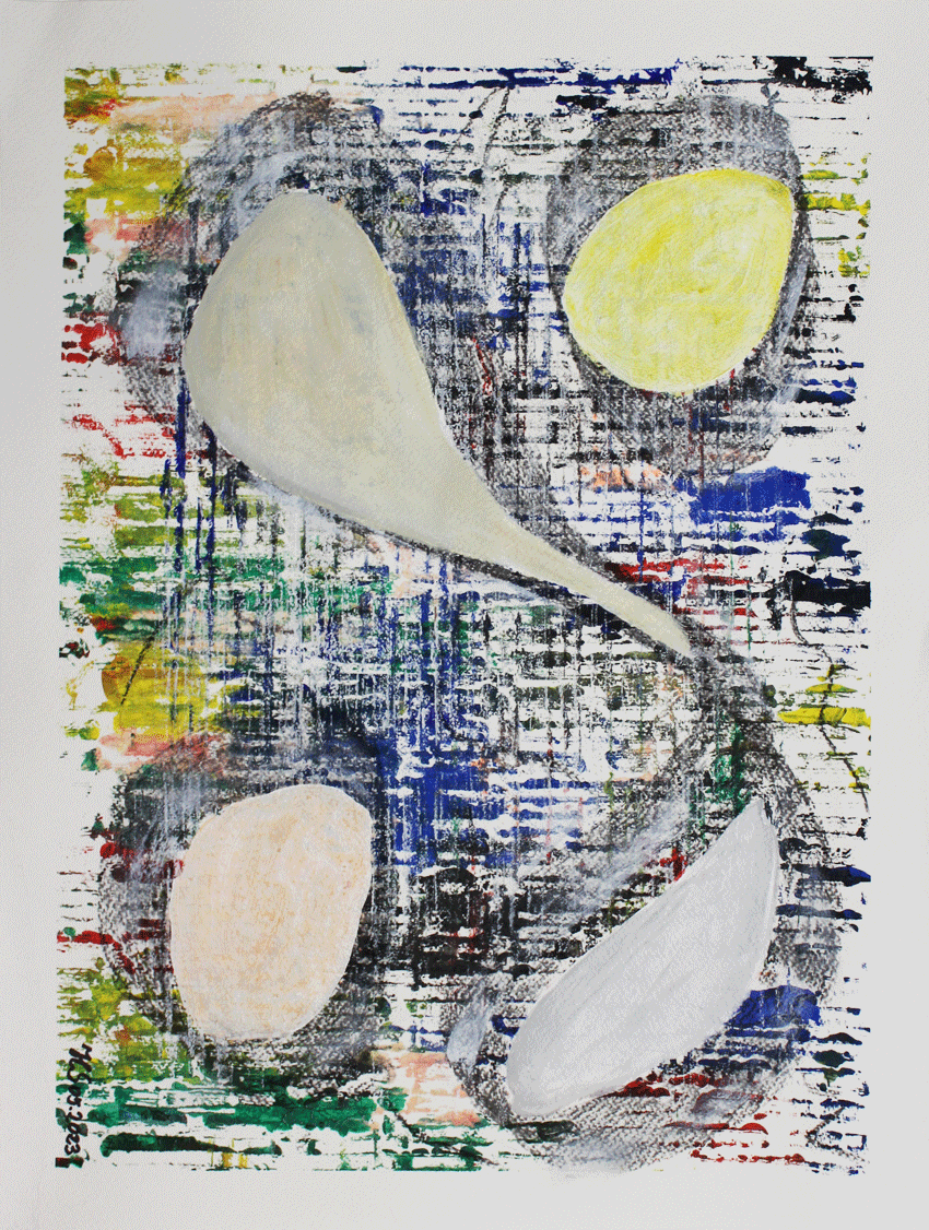 Nr.:252 Eieruhr / Kohle Acryl auf Papier / 36x48