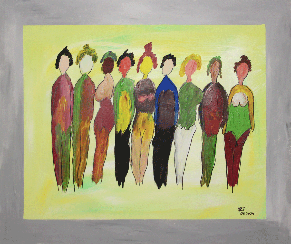 Nr.:281 Gruppe / Acryl auf Papier /  60x50