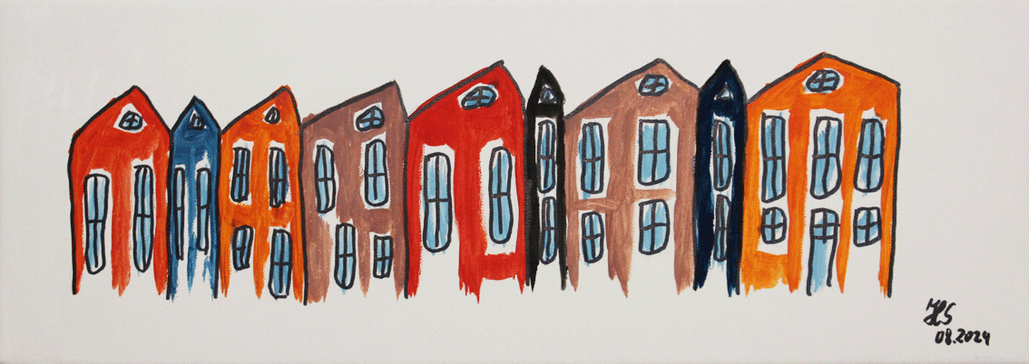 Nr.:286 Brygge Häuser in Bergen / Acryl auf Leinwand / 60x20