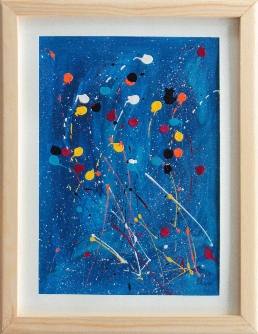 Nr.:185 Punkte auf blau / 38x51 /