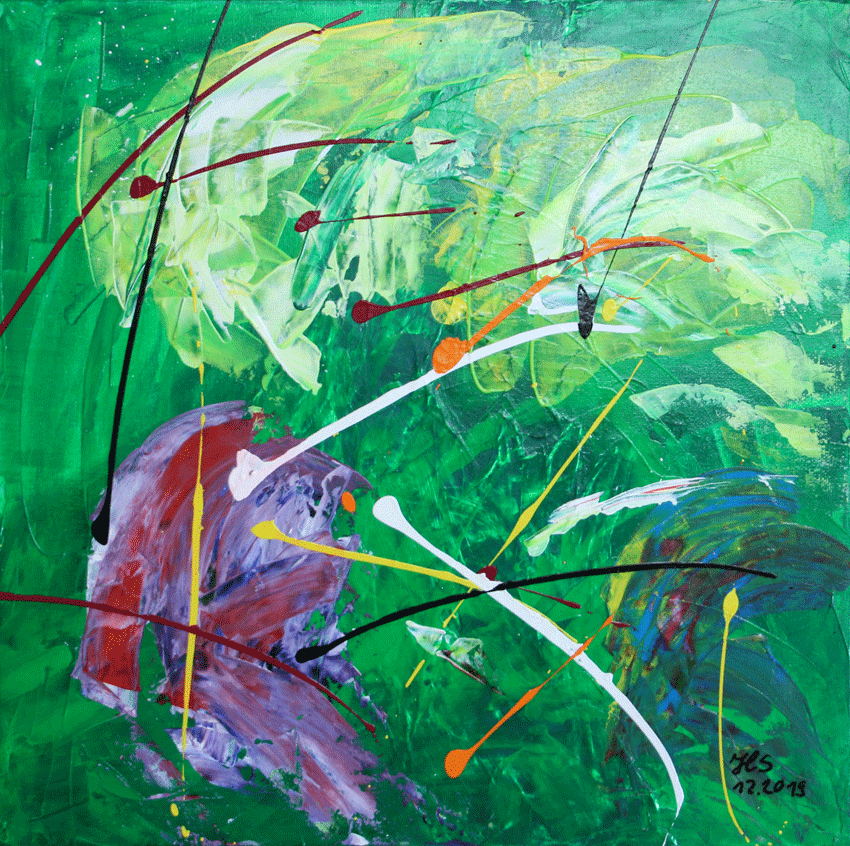 Nr.:115 Grünes Farbspiel / 40x40 / verkauft