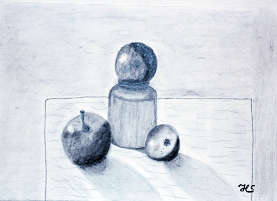 Nr.:38 Stillleben mit Apfel / 29x21 / 