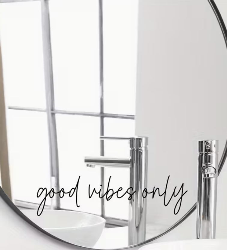 Good Vibes Only Spiegelsticker, inspirierender Vinyl-Spiegelkleber, selbstklebender Wandtattoo-Aufkleber, motivierende Dekoration für Zimmer und Spiegel