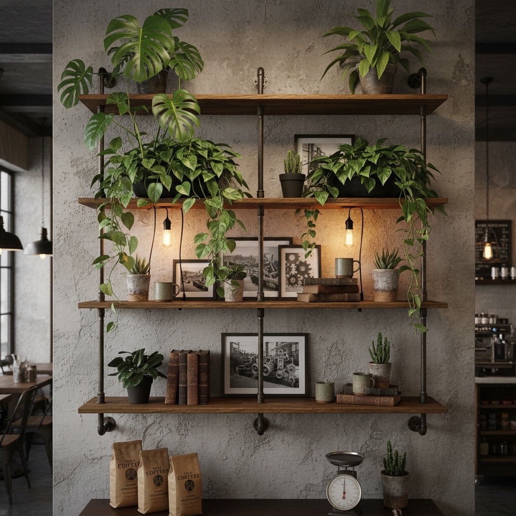 Industrial Wandregal aus Rohren und Holz modernes Rohrregal Schweiz