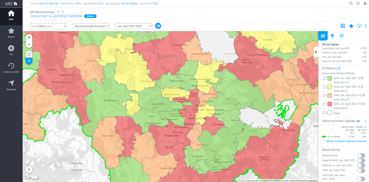 Identifizieren Sie Gewinner- & Verlierer-Gebiete