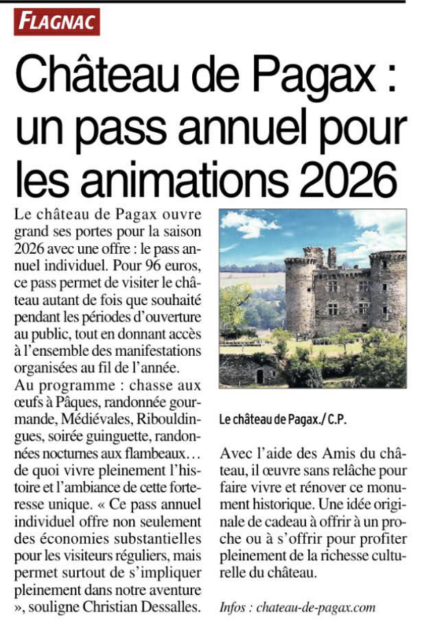PASS ANNUEL CHATEAU DE PAGAX