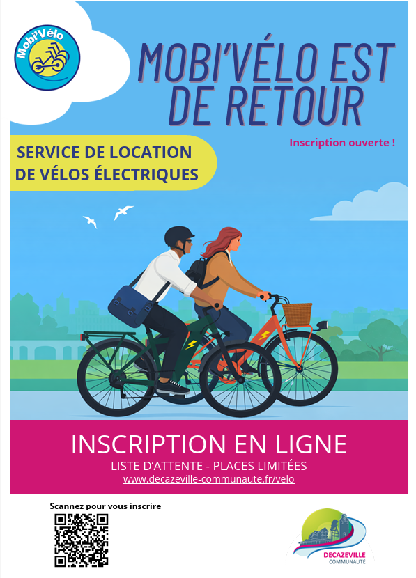 DECAZEVILLE : REPRISE DU SERVIVE DE LOCATION DE VELO A ASSISTANCE ELECTRIQUE