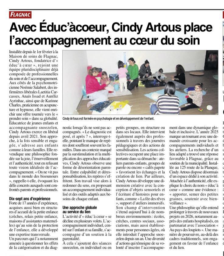 NOUVEAU A LA MAISON DE SOIN : EDUC'ACOEUR