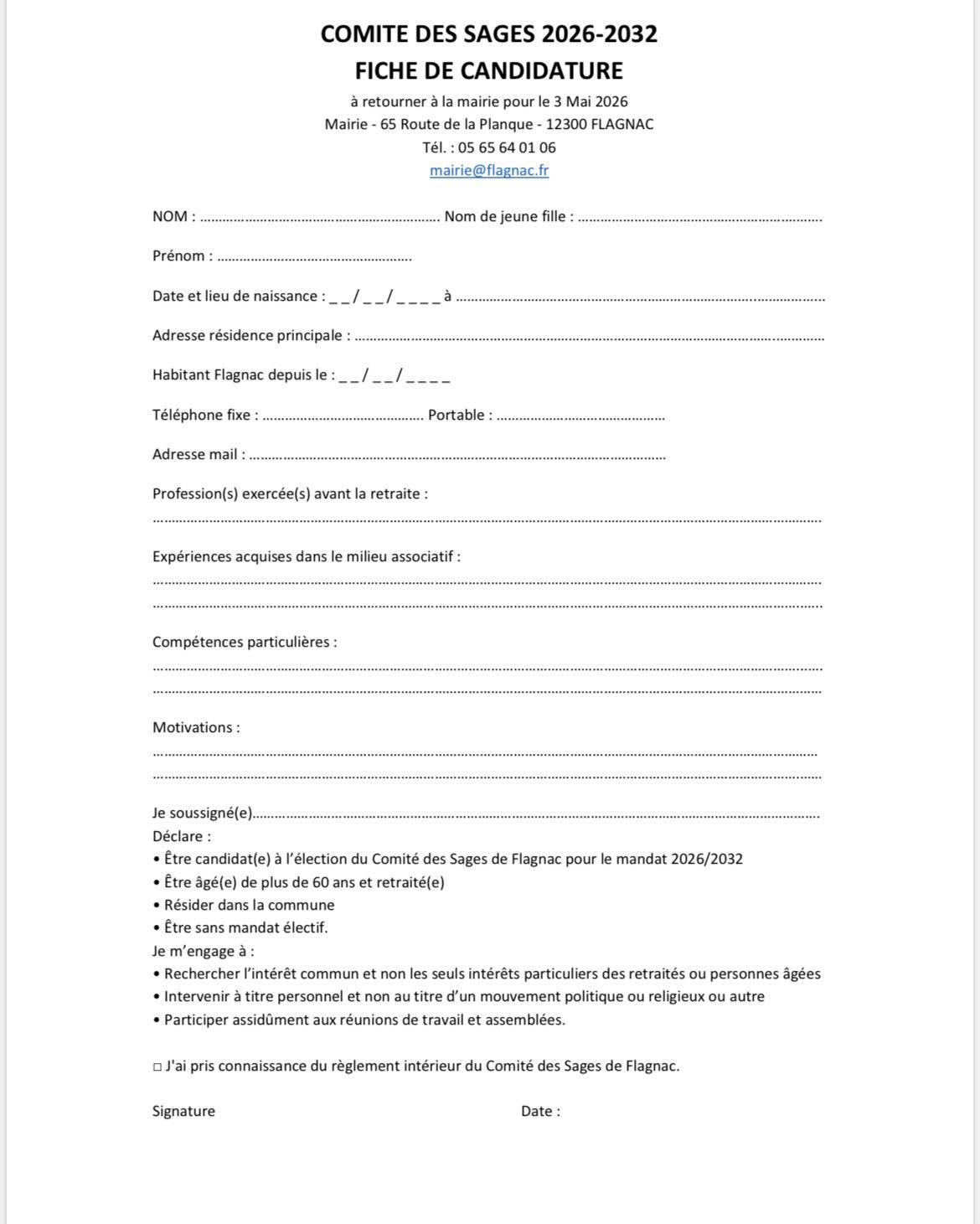 COMITE DES SAGES : APPEL A CANDIDATURE