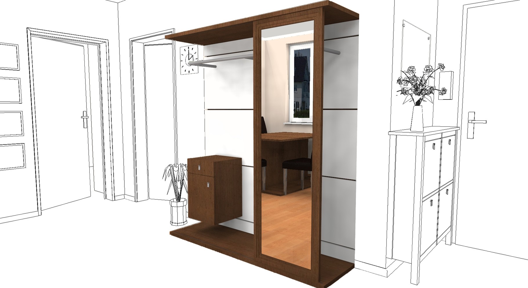 Rendering eingefügt in eine CAD-Skizze