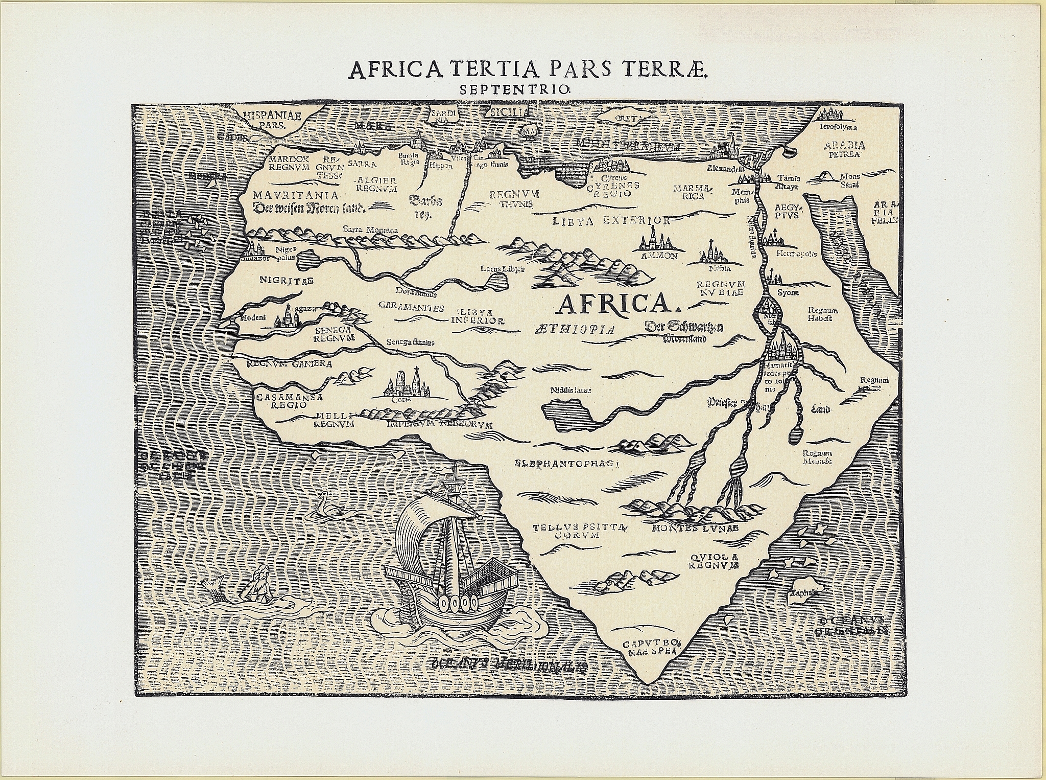 Mappa dell'Africa nel 16° secolo