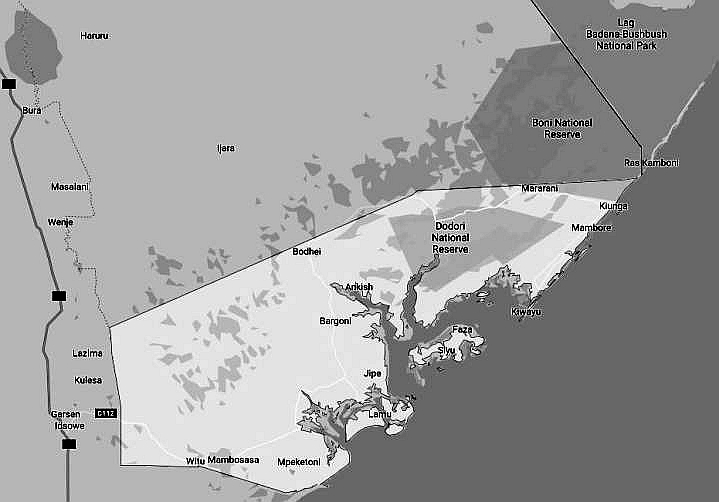 Mappa della contea di Lamu