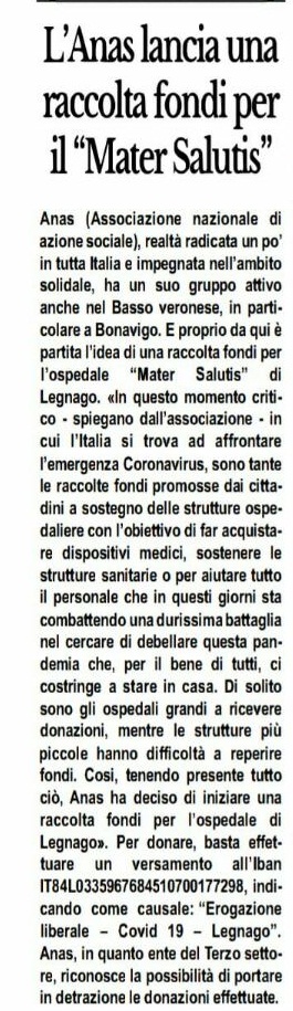 Dal giornale La Cronaca del Basso Veronese del 27.03.2020