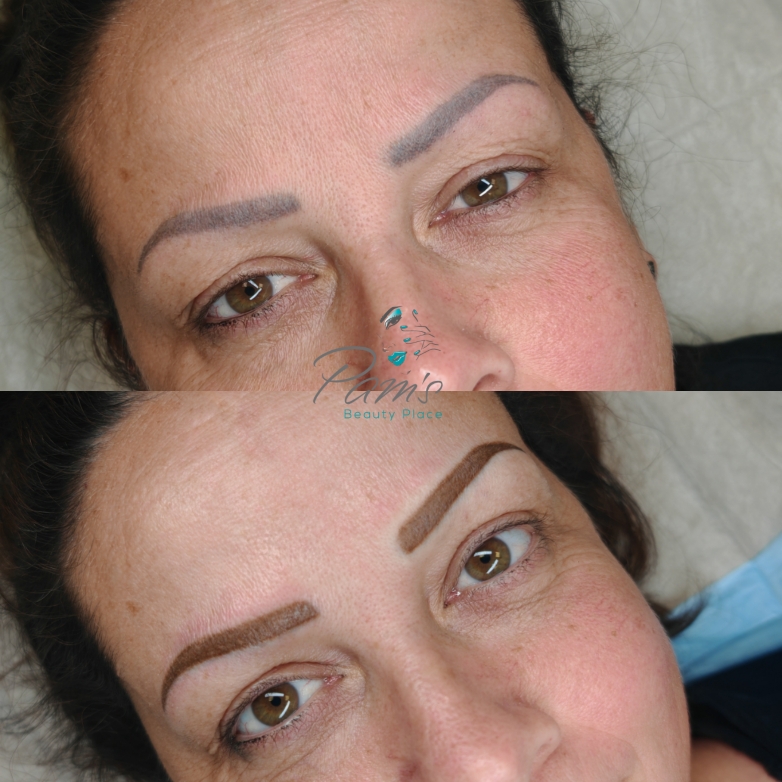 PMU-Farbkorrektur von altem Microblading (Fremdarbeit) 