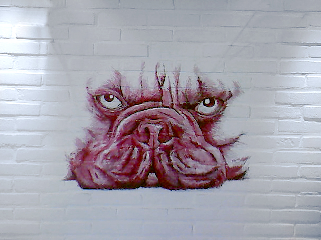 Muurschildering franse bulldog