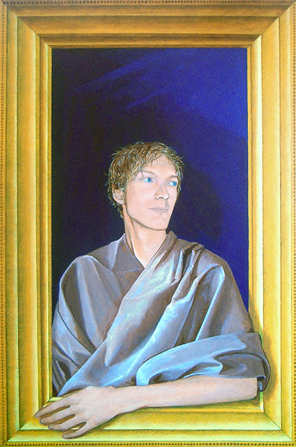 Portre.  Acryl op paneel. 40 bij 61 cm.