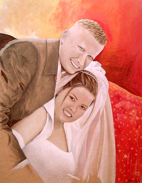 Trouwportret. Acrylverf op paneel 80 x 61 cm.