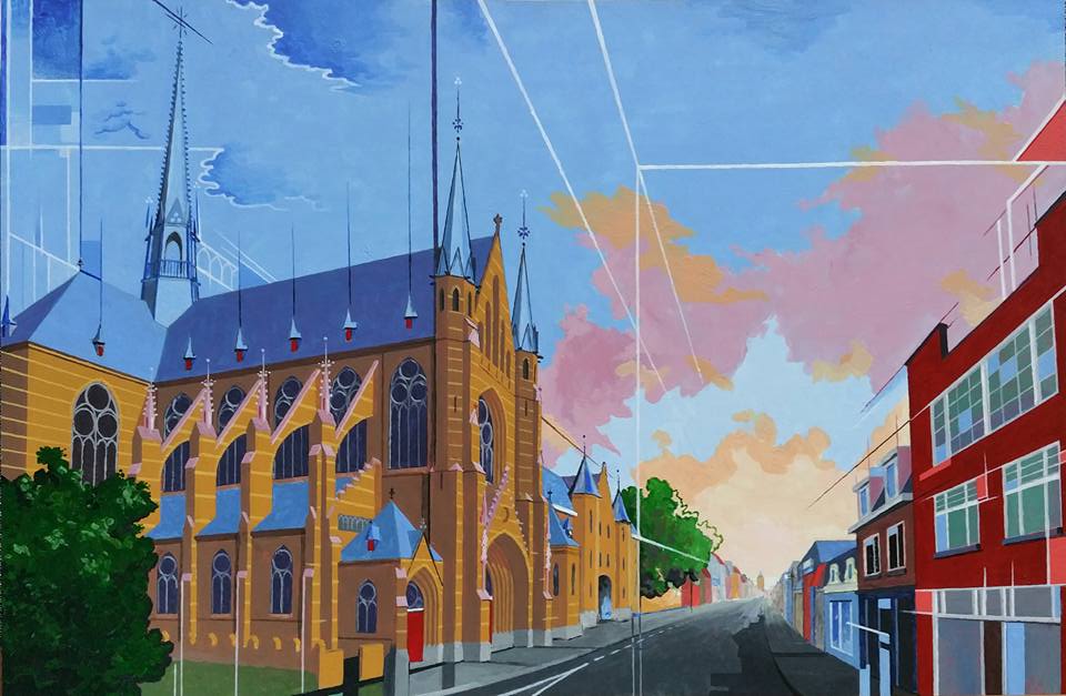 Dominicanenkerk. Acryl op paneel. 61 bij 40 cm.
