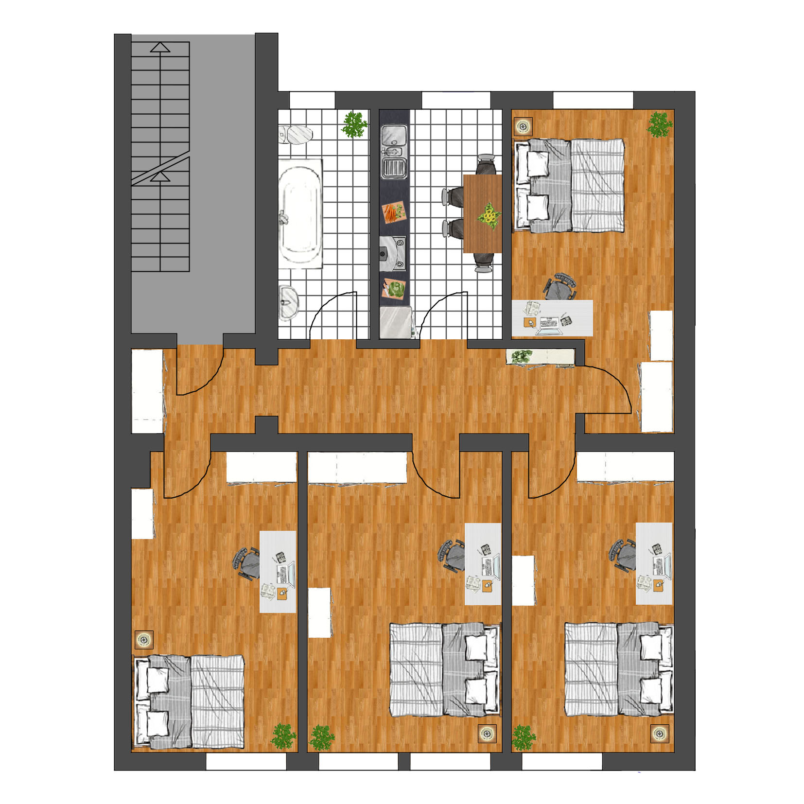 Moblierte 4 Zimmer Wohnung In Nahe Wg Geeignet Qiu Immobilien