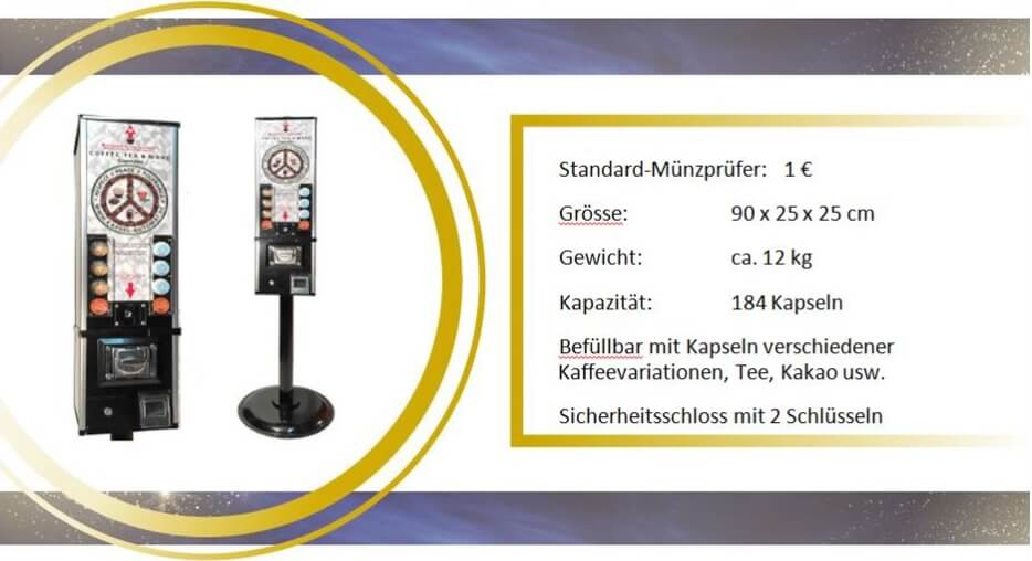 Technische Informationen und Wahlmöglichkeiten für den Kaffeekapsel-Automat für Cafissimo