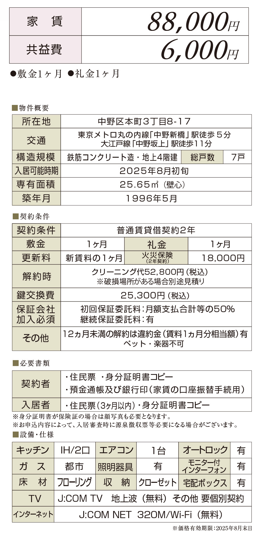 Y.Sハウス302の賃貸入居者募集概要
