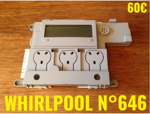 CARTE DE COMMANDE LAVE-VAISSELLE : WHIRLPOOL N°646