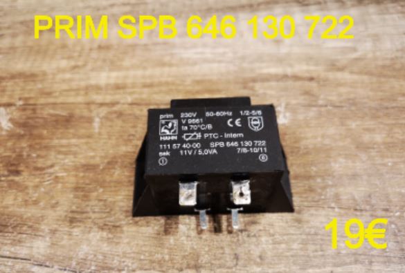 TRANSFORMATEUR DE HOTTE 220/12 VOLTS : PRIM SPB 646 130 722