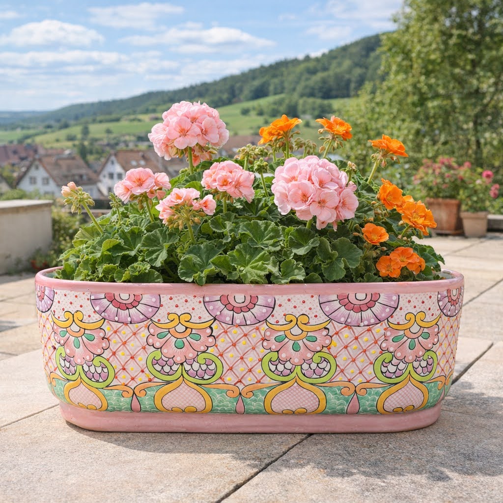 Blumenkasten handbemalt in rosa