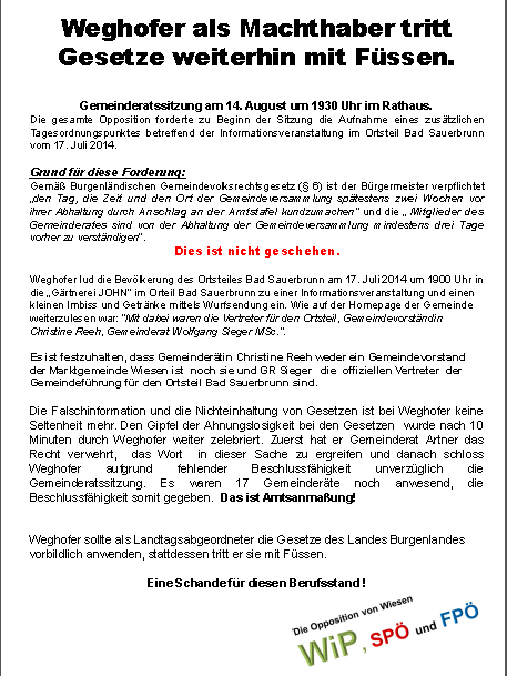 Aus der Gemeindestube
