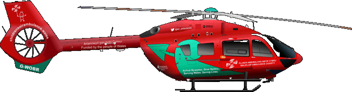 H145-T2 Wales Air Ambulance Charity Elusen Ambiwlans Awyr Cymru Luftrettung Wales BK-117-D-2