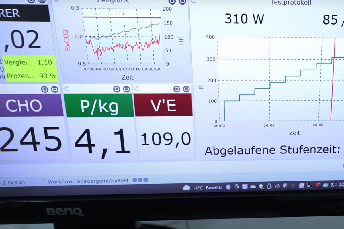 Erhobene Messwerte aus der Spiroergometrie während des Stufentests