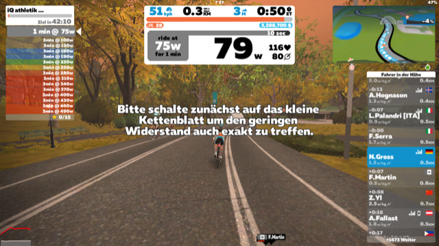 iQ athletik Stufentest für die Homezone-Leistungsdiagnostik auf Zwift