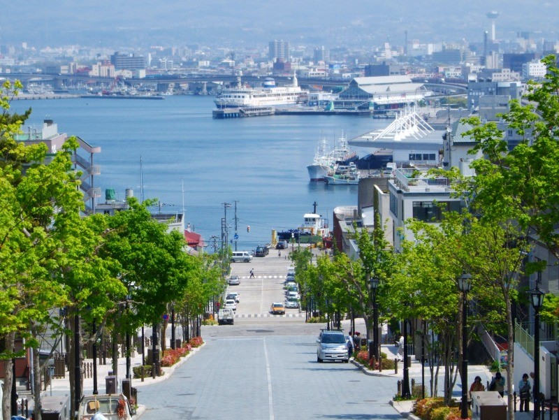 函館港を見下ろす八幡坂（2008年5月）