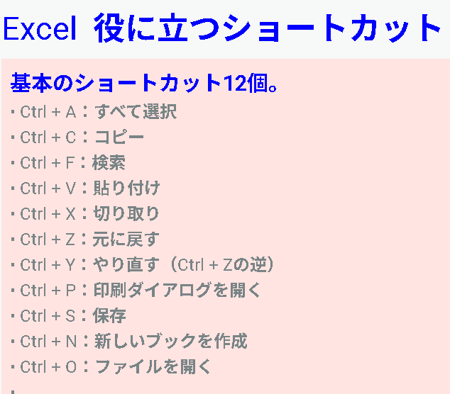覚えておきたい きほんの「き」 ～ Excel ショートカット ～