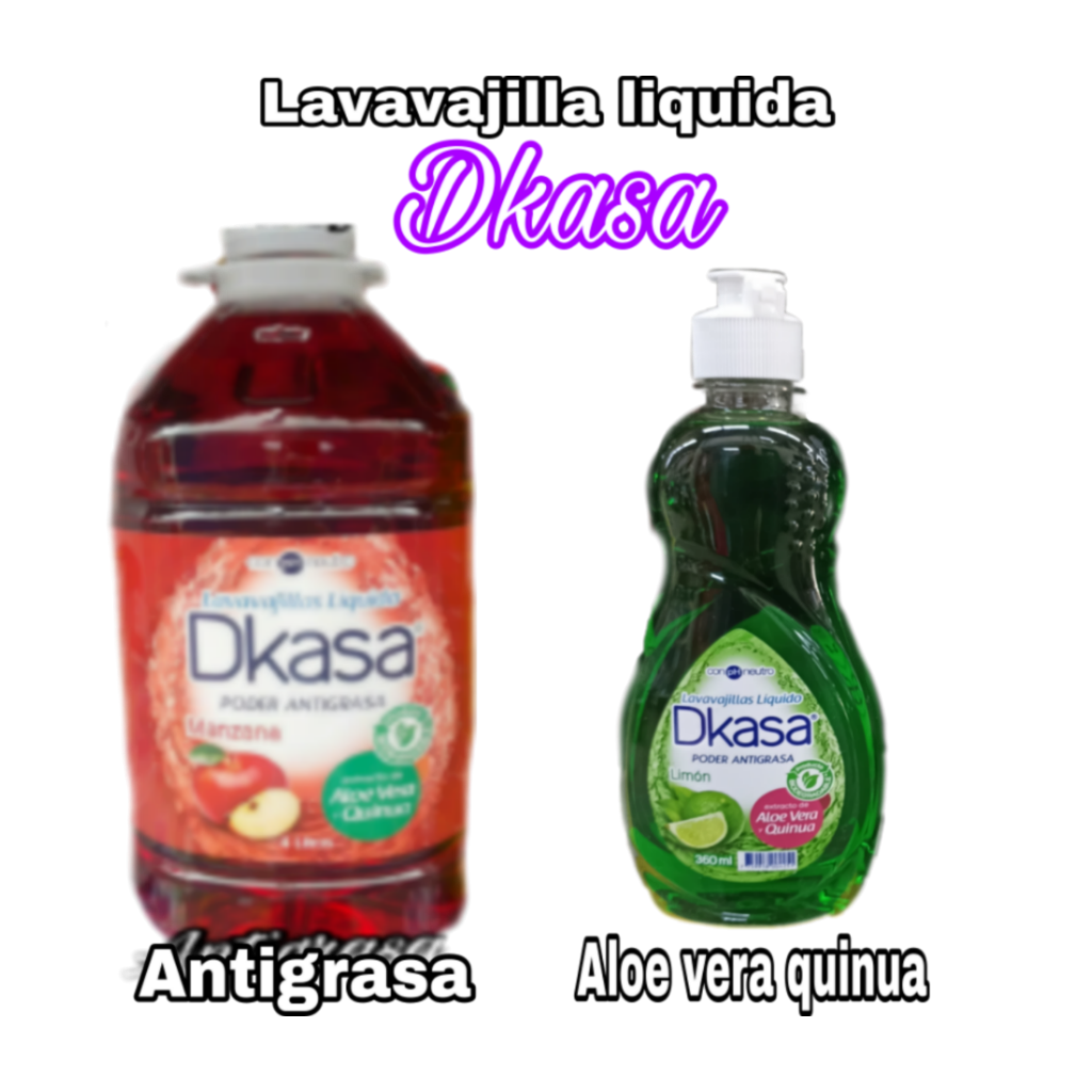 Lavavajilla liquido Dkasa 01 galòn x 01 S/. Dkasa ALIE VERA QUINUA en Frasco 360 ml.x 12 S/. x 06 S/.