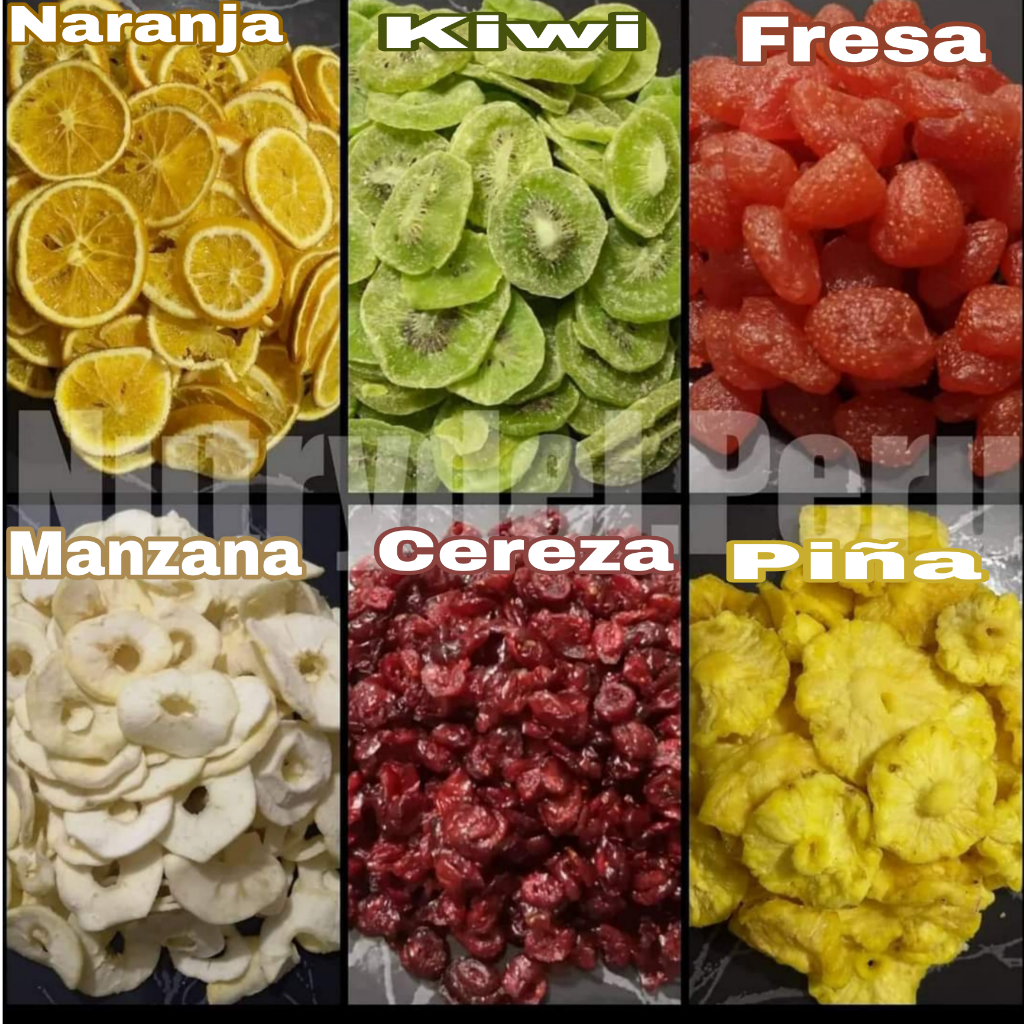 NARANJA DESHIDRATADA x 01 kl. S/. 48.00|| KIWI x 01 S/.34.00||FRESADESHIDRATADO x 01 kl. S,/.37.00|| MANZANA x 01 kl. S/. 51.00|| CERESA x 01 kl. S/. 39.00|| PIÑA x 01 kl.S/.54.00.