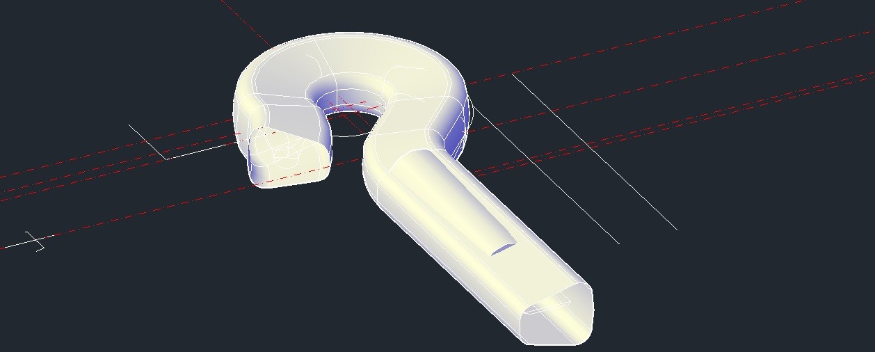 Gancio in modellazione 3D di Autocad