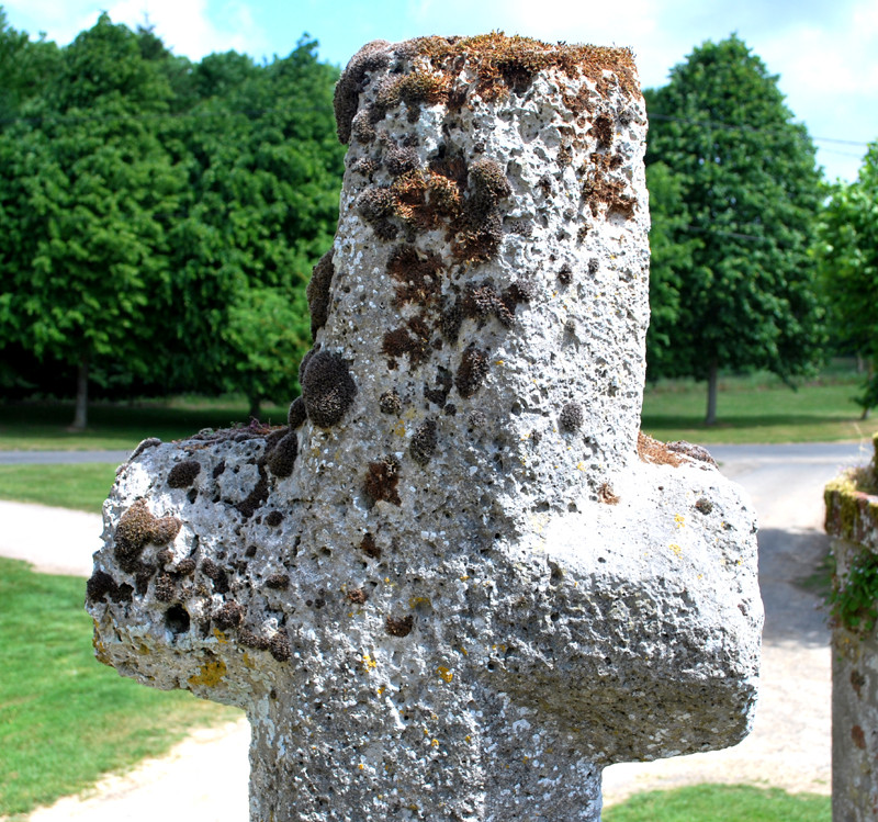 Détail de la croix en tuf de Quesnoy-le-Montant (Cimetière St-Sulpice)