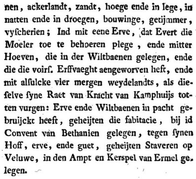 Archiefstuk Hertog Karel van Gelre koopt bezittingen op. Ontstaan park Sonsbeek. Bron Kronijk van Arnhem