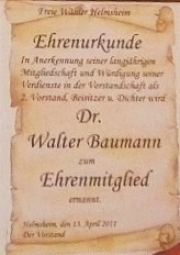 Walter´s verdiente Urkunde