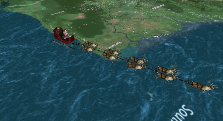 NORAD live tracking Santa. Photo courtesy of noradsanta.org. 