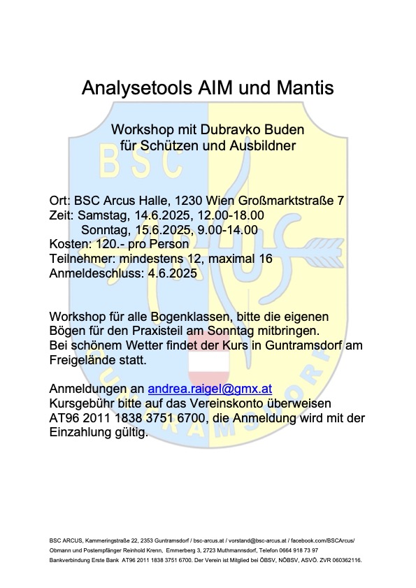 Nächste Fortbildung: Workshop "Analysetools AIM und Mantis"
