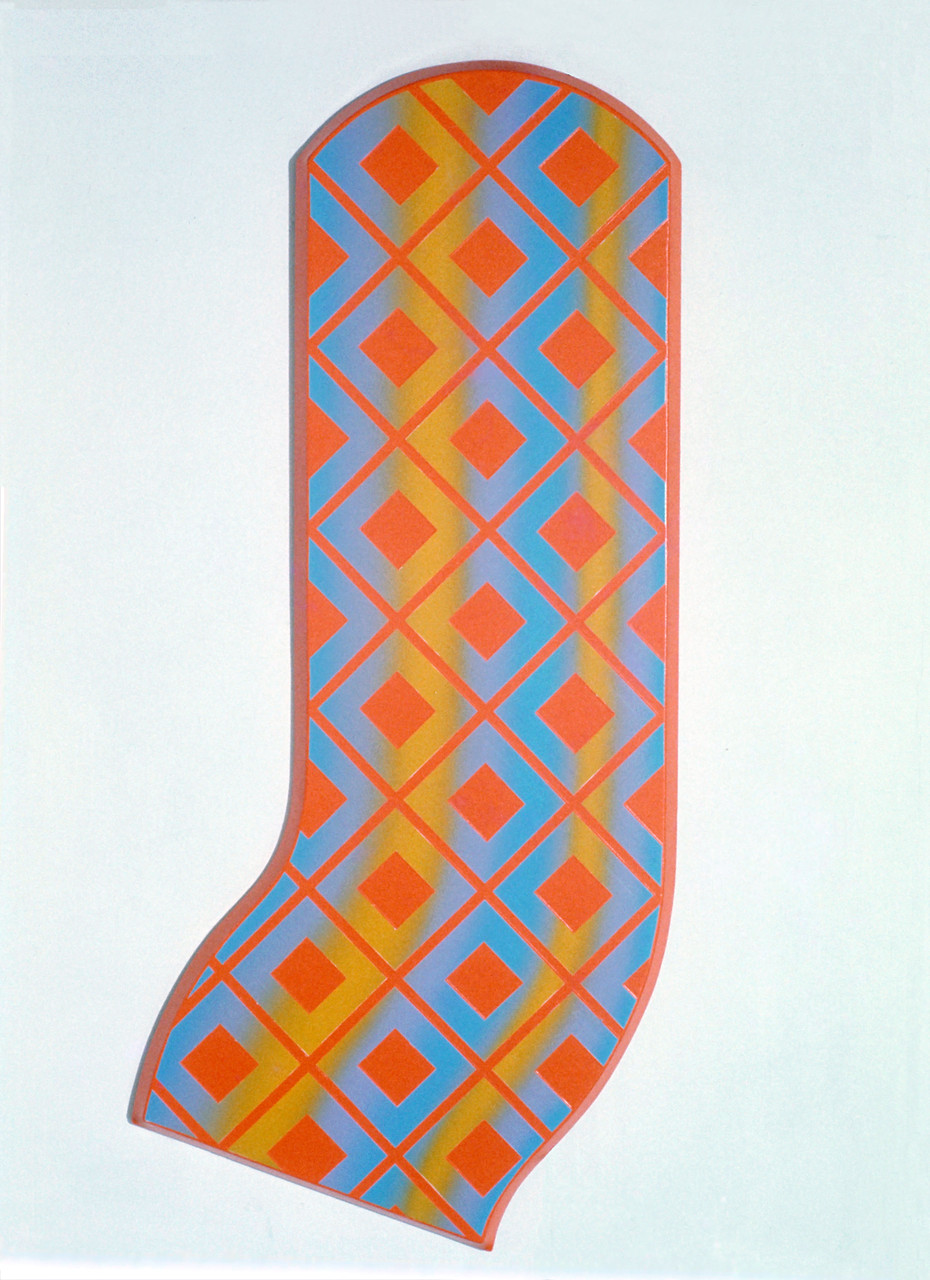 CROSS WORK 68-3 1968 Oil on shaped canvas 200x92cm 