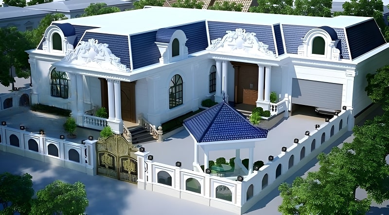Hóa giải khuyết điểm khi thiết kế mặt bằng biệt thự tân cổ điển chữ L