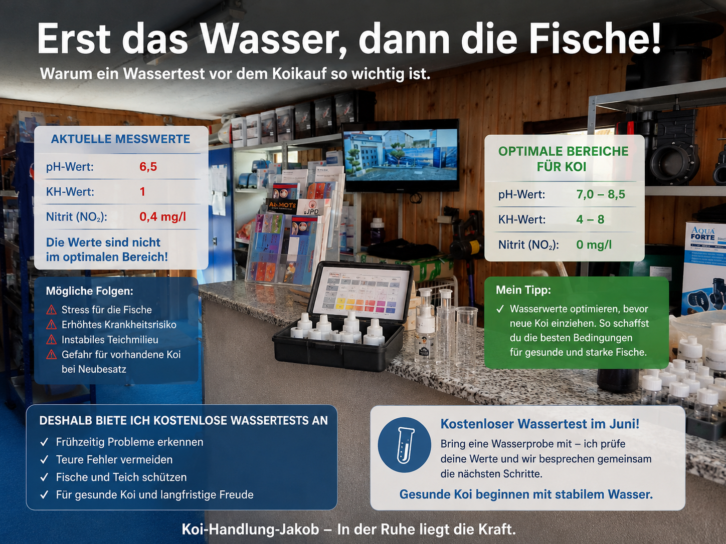Neue Koi kaufen? Erst die Wasserwerte prüfen!