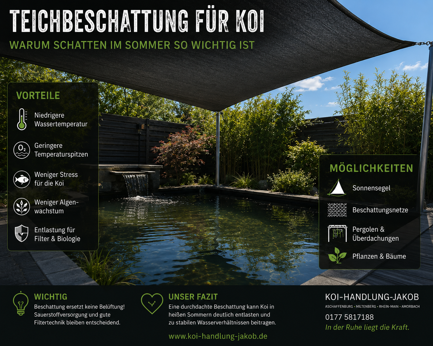 Teichbeschattung für Koi – Schutz vor Sommerhitze und Temperaturspitzen