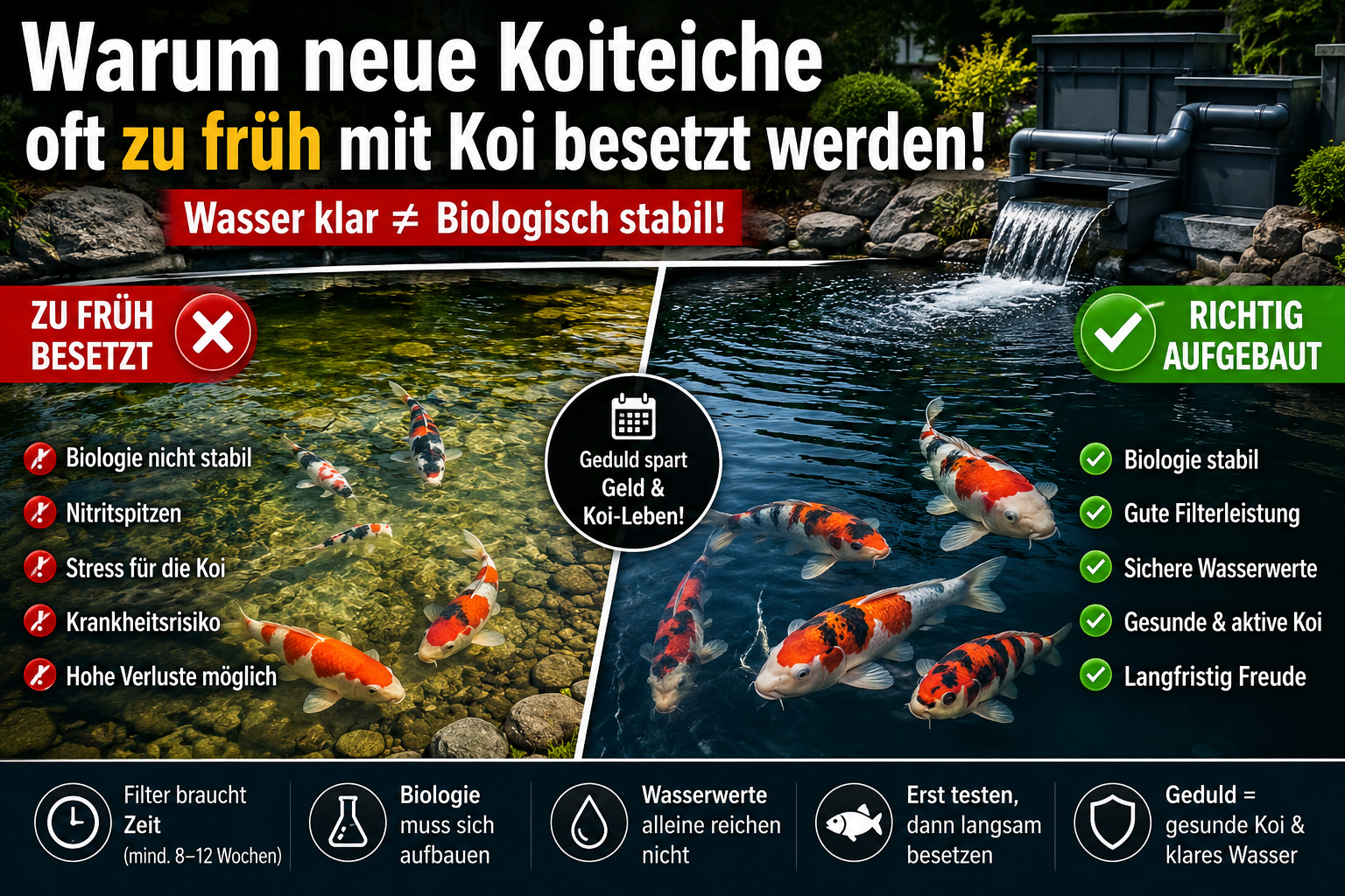 Neue Koiteiche zu früh besetzt – warum viele Probleme schon am Anfang entstehen