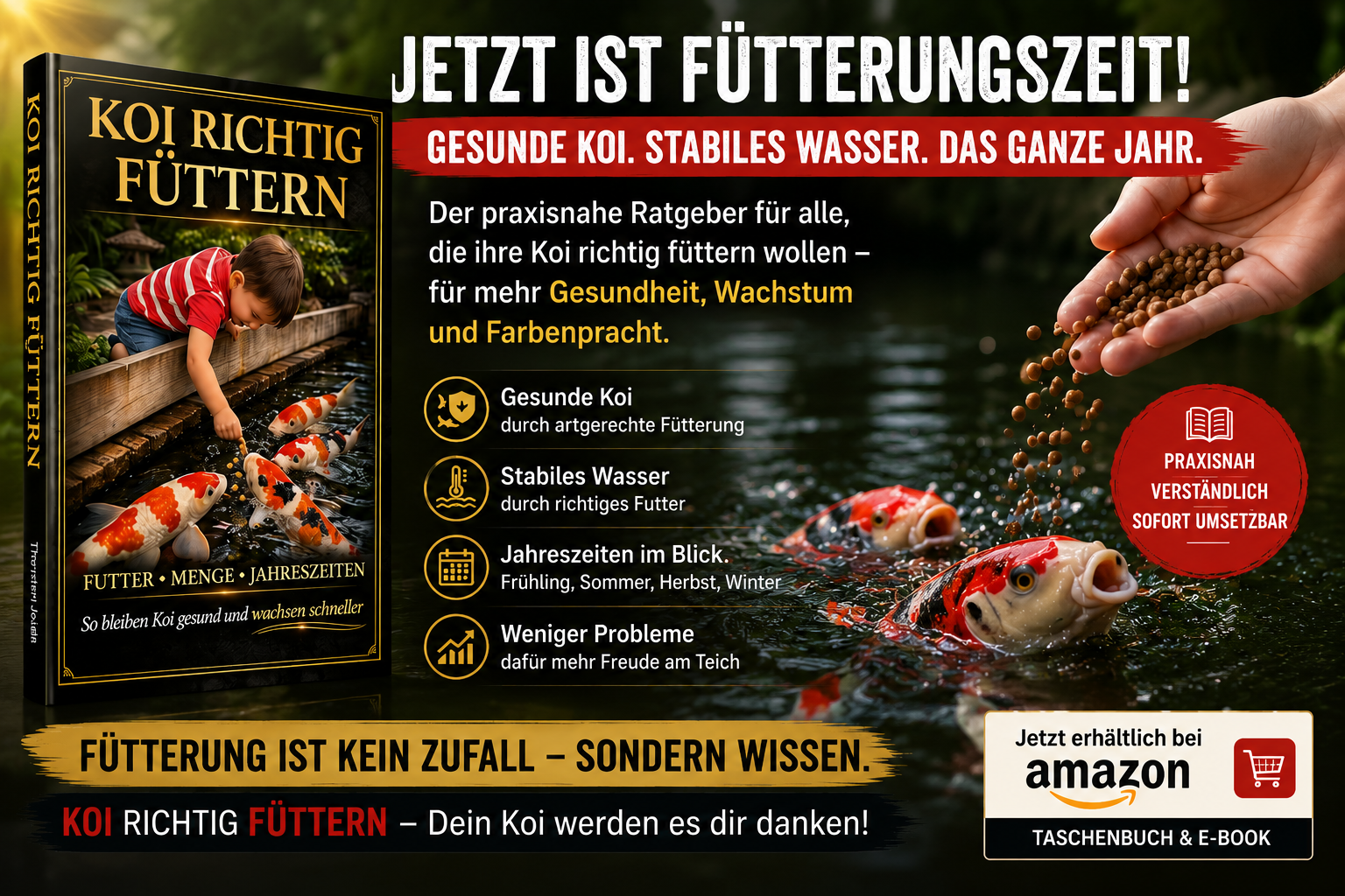 Koi richtig füttern – warum die richtige Fütterung über Gesundheit und Wachstum entscheidet