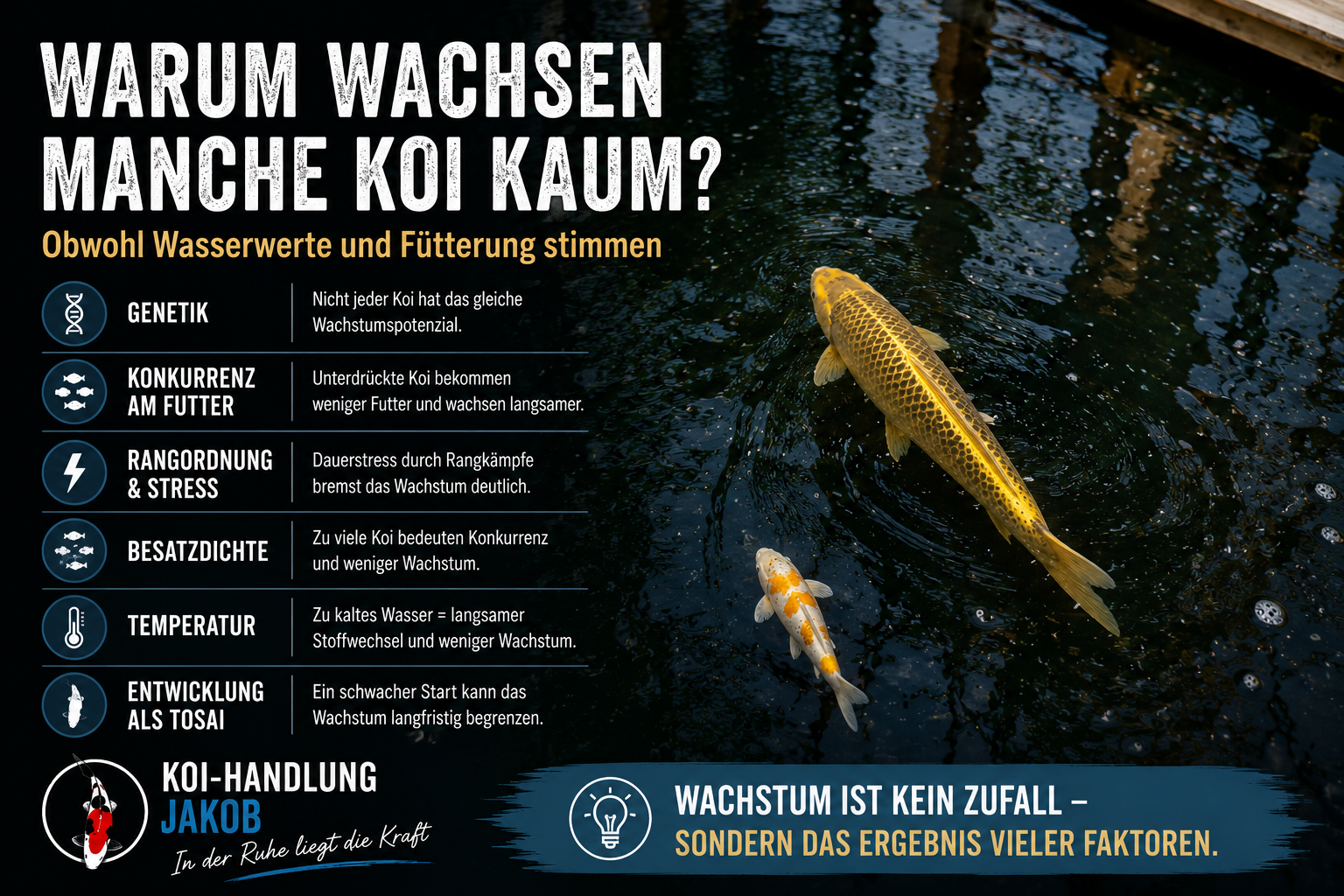 Warum wachsen manche Koi kaum – obwohl Wasserwerte und Fütterung stimmen