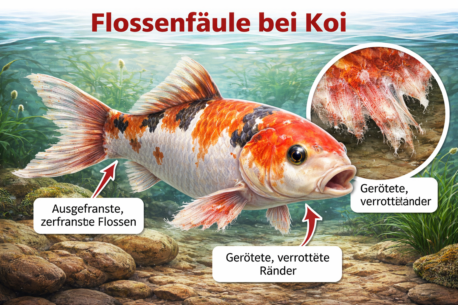 Flossenfäule beim Koi